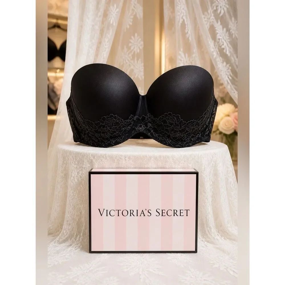 VICTORIAS SECRET LINED UNDERWIRE STRAPLESS BRA 32C